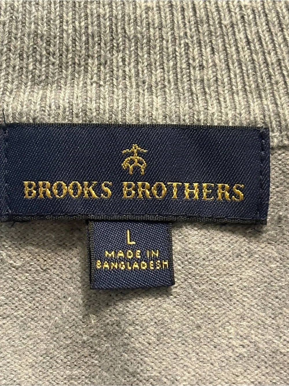 Brooks Brothers Gray Half-Zip Sweater with Black Longhorn Motif size L